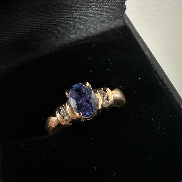 LE VIAN 3/4 CTS Blue Tanzanite Diamond Ring Sz 6.5 in 14K YELLOW GOLD LeVian - Picture 7 of 8